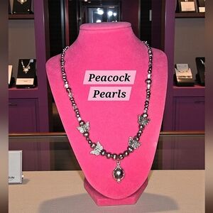 Peacock Pearl Freshwater Butterfly Necklace